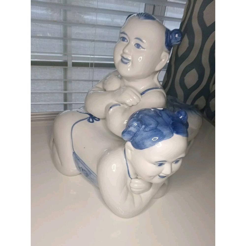 Ming Dynasty Style Porcelain RARE Early Chinese Opium Pillow Headrest Boy & Girl